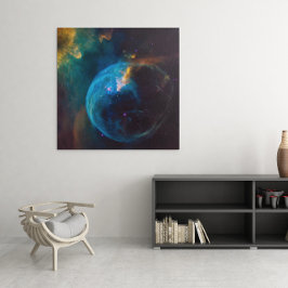 Celestial Photo Teal and Aqua Bubble Nebula Canvastryck