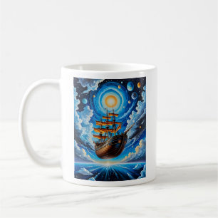 Celestial Pirat Frakt Voyage T Shirt Design Kaffemugg