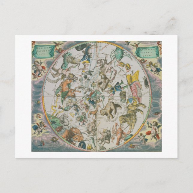 Celestial Planisphere som visar tecken på Zod Vykort (Framsida)