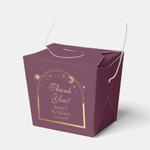 Celestial Plum Guld Sol Måne Stars Bröllop Presentaskar
