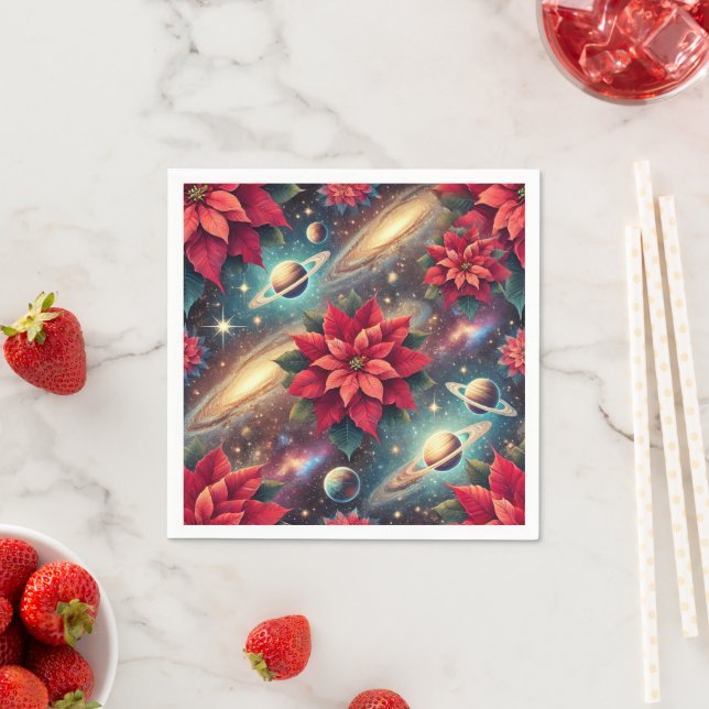 Celestial Poinsettia Blommönster Decoupage Pappersservett (Insitu)