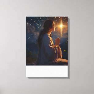 Celestial Prayer: Andlig Night Himmel Canvas Art"