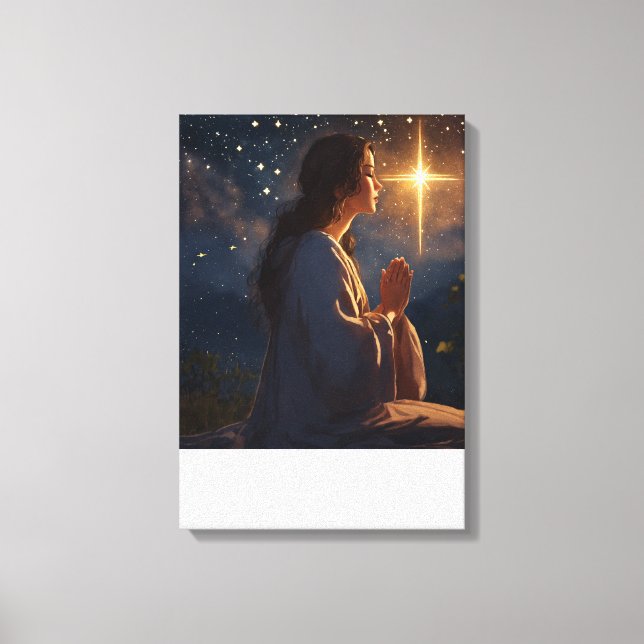 Celestial Prayer: Andlig Night Himmel Canvas Art" (Framsida)