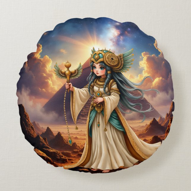 Celestial Priestess of the Golden Pyramid. Rund Kudde (Framsidan)
