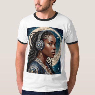 Celestial Queen Headphone Cosmic Vibe Tshirt T Shirt