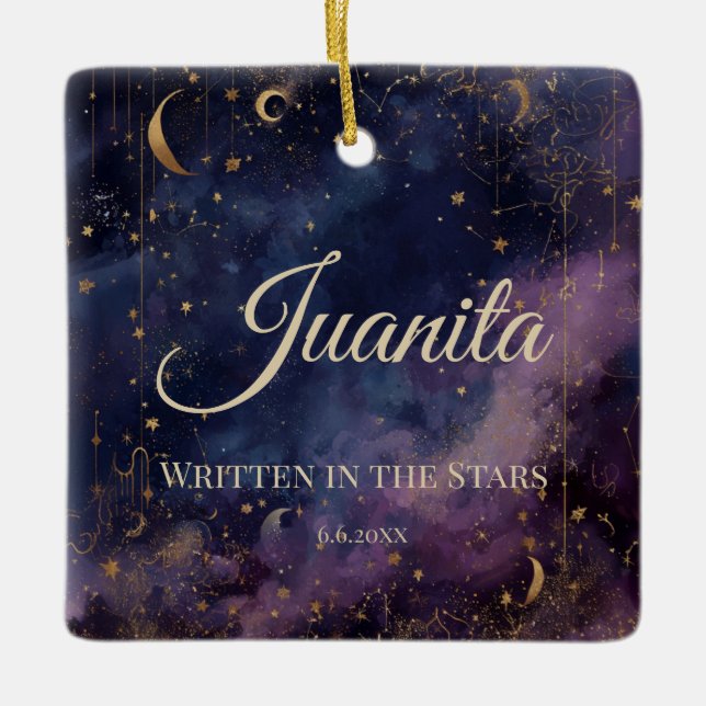 Celestial Quinceañera, anpassningsbar Julgransprydnad Keramik (Framsida)