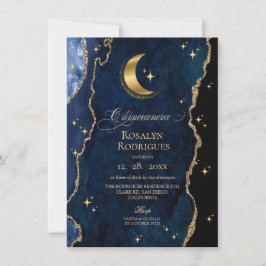  Celestial Quinceanera Midnight Stars Moon  Inbjudningar