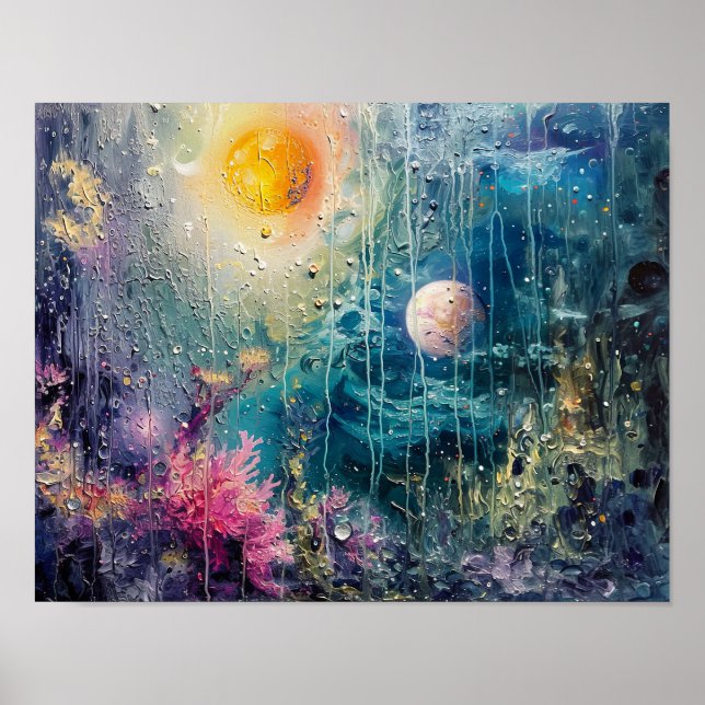 Celestial Rain: en interstellär Coral Dreamscape Poster (Framsidan)