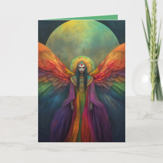 Celestial Rainbow Goddess Angel Spirit Guide Art Tack Kort (Framsida)