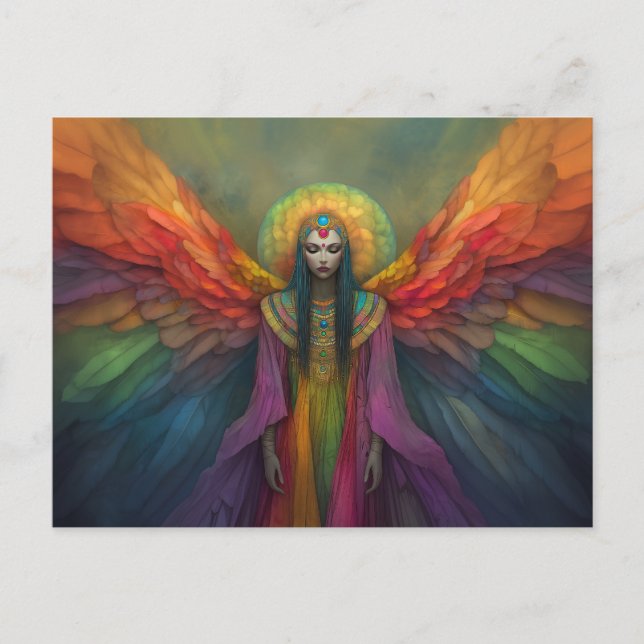 Celestial Rainbow Goddess Angel Spirit Guide Art Vykort (Framsida)