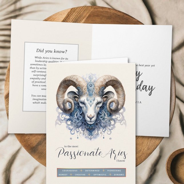 Celestial Ram Fantasy Zodiac Symbol Aries Birthday Kort (Skapare uppladdad)