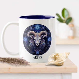 Celestial Ram Zodiac Symbol Fantasy Aries Två-Tonad Mugg