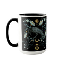 Celestial Raven Coffee Mugg Viking Pagan Botanical