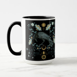 Celestial Raven Coffee Mugg Viking Pagan Botanical