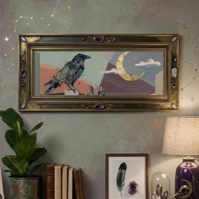 Celestial Raven Moon Art – Gotisk Natur Poster (Celestial raven moon gothic art)