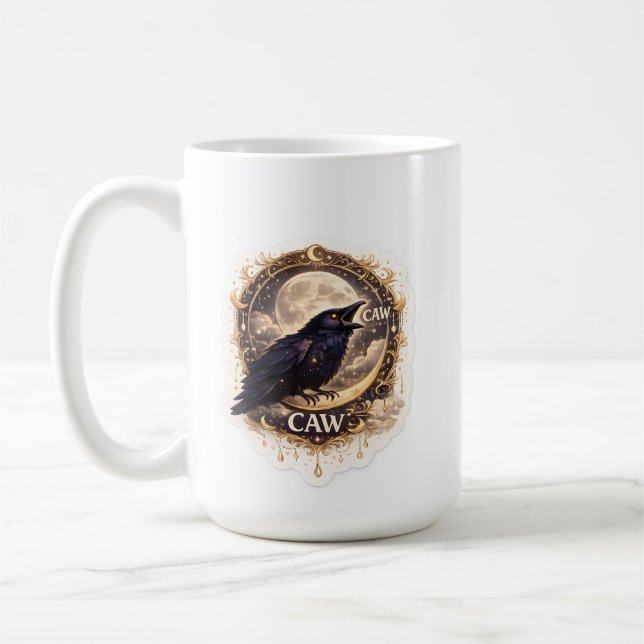 Celestial Raven Moon Gothisk Natt Natur Vibe Kaffemugg (Vänster)