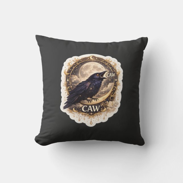 Celestial Raven Moon Gothisk Natt Natur Vibe Kudde (Framsida)