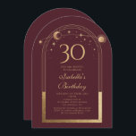 Celestial Red Guld Sol Måne Stars 30års födelsedag Inbjudningar<br><div class="desc">Den kelestialröda amfetastronomin i 30års födelsedag i Sol,  som har kallats för Guld,  har en elegant sol,  måne och stjärnor med en gyllene Måne på djup guld-röd bakgrund. Inuti finns din anpassningsbar 30-årsinbjudan. Anpassa genom att redigera texten i textrutorna. Designad för dig av Evco Studio www.zazzle.com/store/evcostudio</div>