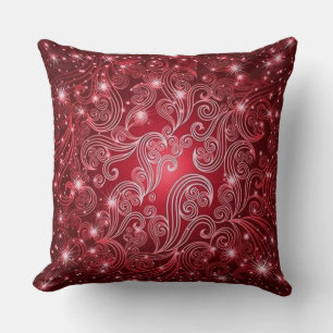 Celestial Red Swirls & Stars Dekorativ kudde