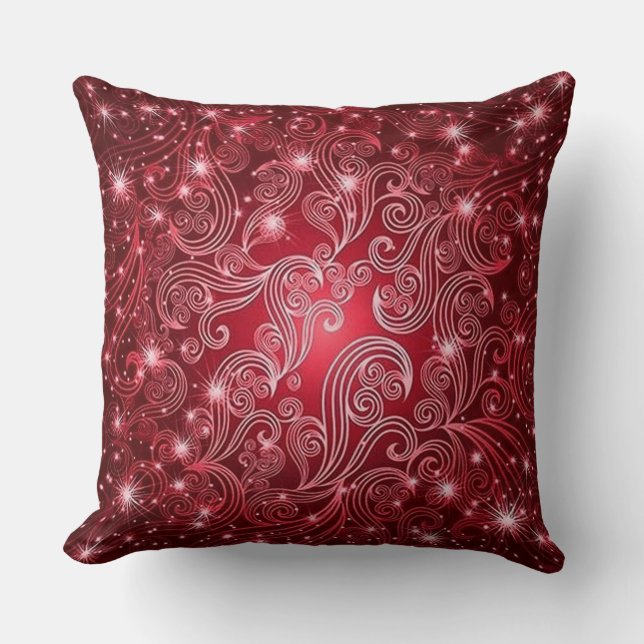 Celestial Red Swirls & Stars Dekorativ kudde (Framsida)