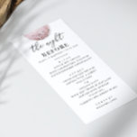 Celestial Rehearsal Middag | Rosa  Måne Meny<br><div class="desc">Välkomna gästerna till en vacker natt före firande med det här mjuka, stilade, repetitionsmiddagskortet. Ett känsligt måne-illustration och ett elegant-skript typsnitt ger en drömmande, känslofull känsla för din middagssituation. Designade i mjuka, ljusa toner som och vita, romantiska eller boho-teman i biet kostym eller moderna bröllop. Det tillför en personlig och...</div>