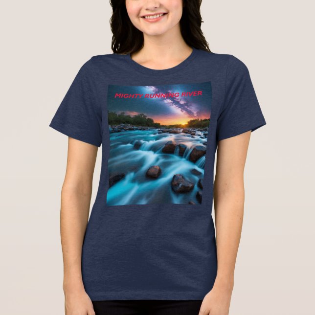 Celestial River Dreams - Abstrakt Sunset & Starry T Shirt (Framsida)