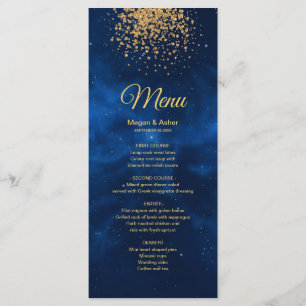 Celestial Romantic Blue Universe Guld Glitter Meny