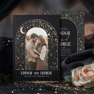 Celestial Romantic Night Stars Bröllop Photo Inbjudningar