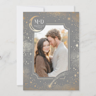 Celestial Romantic Starry Night Bröllop Photo Inbjudningar