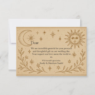 Celestial Romantik Sol och Måne Design Tack Kort