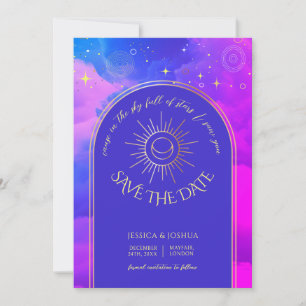 Celestial Rosa Lila Blue Cloudy Galaxy Photo Inbjudningar