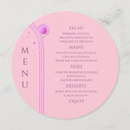 Celestial Rosa Lila Sol Måne Stars Bröllop Meny