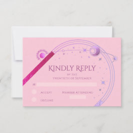 Celestial Rosa Lila Sol Måne Stars Bröllop OSA Kort