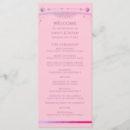 Celestial Rosa Lila Sol Måne Stars Bröllop Program