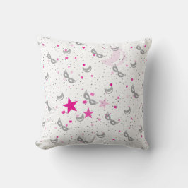 Celestial Rosa Måne och Stars Mardi Gras Pillow Kudde