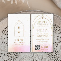 Celestial Rosa Monogram Yoga Instructor QR Code