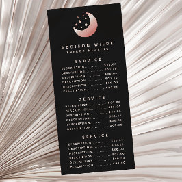 Celestial Rose Gold Halvmåne Prisställkort Reklamkort