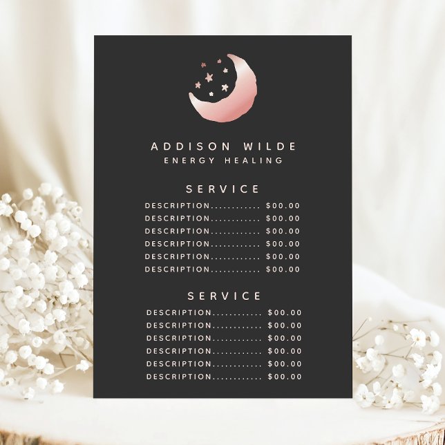 Celestial Rose Gold Halvmåne Service Pris Meny (Skapare uppladdad)