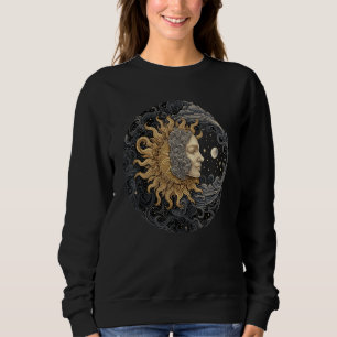 Celestial Rymd Sol Måne Boho Luna Sol Astronomi T Shirt
