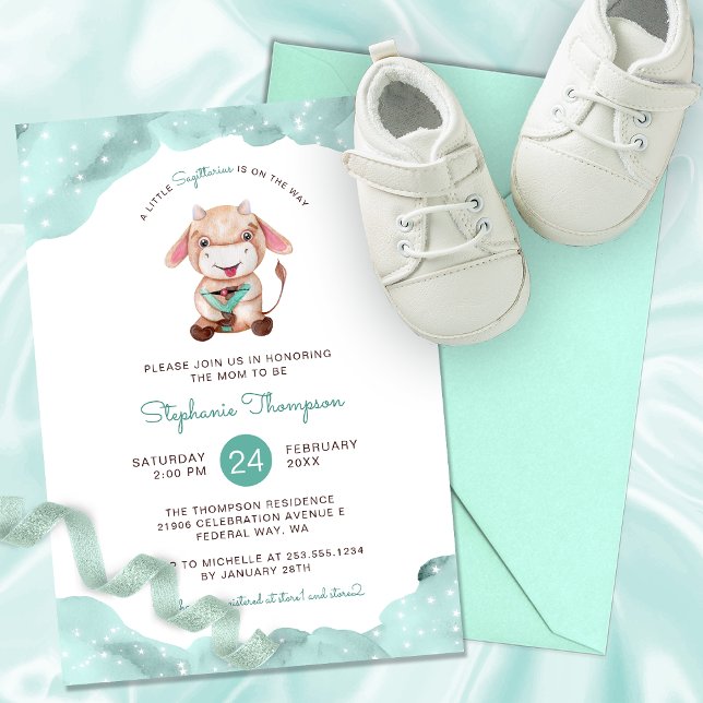 Celestial Sagittarius Astrology, babyskor Inbjudningar (Celestial Sagittarius Astrology Sign Baby Shower Invitation)