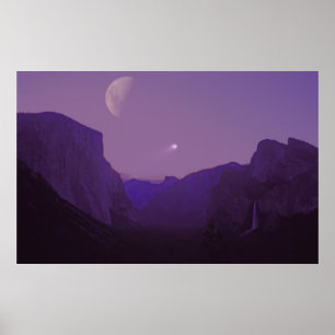 Celestial Sailing poster Yosemite valley dusk Måne