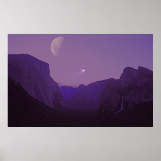Celestial Sailing poster Yosemite valley dusk Måne
