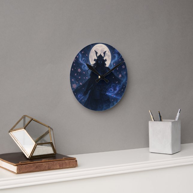 Celestial Samurai Cloak Mörk Fantasy Anime Warrior Rund Klocka (Kontor)