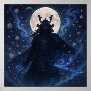 Celestial Samurai Poster Mörk Fantasy Anime Wall