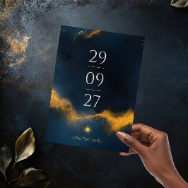 Celestial Save the Date - Midnight Blue och Guld Spara Datumet