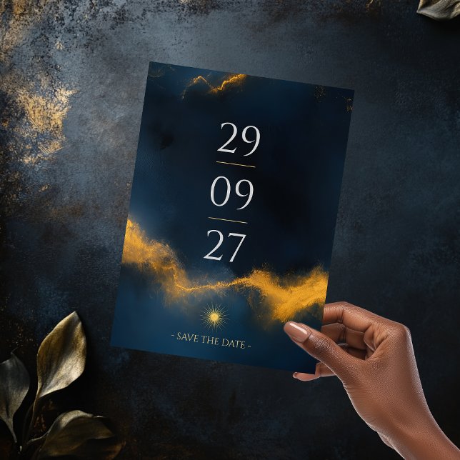 Celestial Save the Date - Midnight Blue och Guld Spara Datumet (Skapare uppladdad)