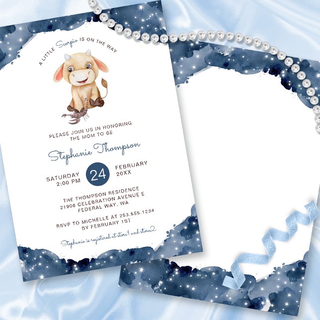 Celestial Scorpio Astrology-skyltfönster Inbjudningar (Celestial Scorpio Astrology Sign Baby Shower Invitation)