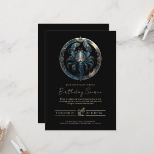 Celestial Scorpion Sign Cosmic Black Guld Scorpio Inbjudningar