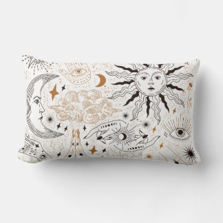 Celestial Seamless Magic Inslag Symbols Mönster Lumbarkudde