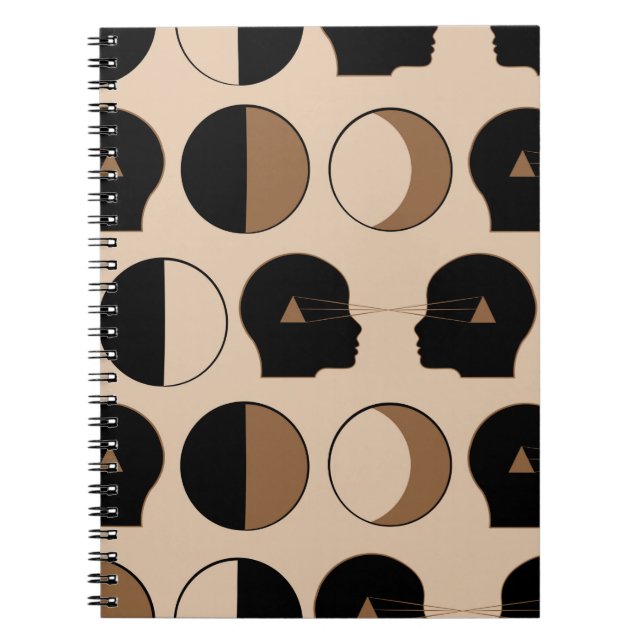 Celestial Seamless Mönster Design med mänsklig ene Anteckningsbok (Framsidan)